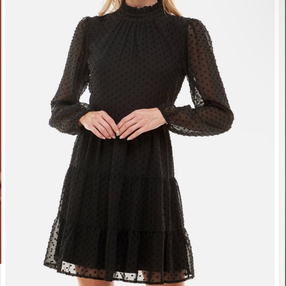 Trixxi Juniors' Clip Dot Fit & Flare Dress - Black - Size S